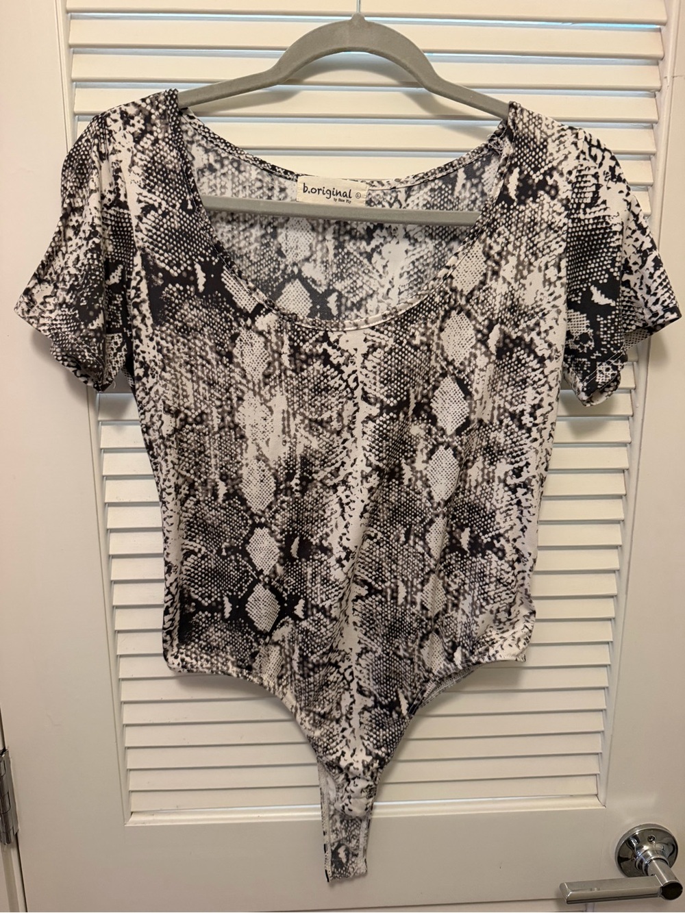 b.original black white snakeskin print bodysuit